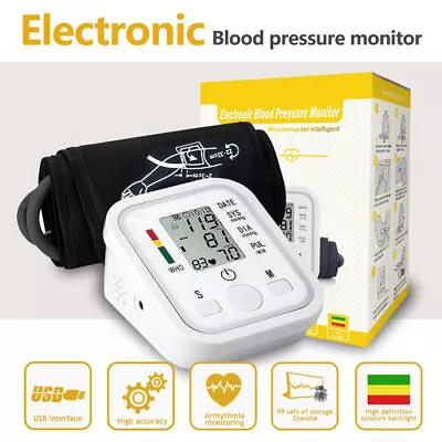 2024 Digital Automatic Blood Pressure Monitor Upper Arm BP Machine Heart Rate HP • $11.49