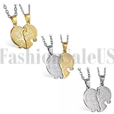 2pcs His And Hers Lovers Matching Heart Tree Of Life Couple Pendant Necklace • $8.99