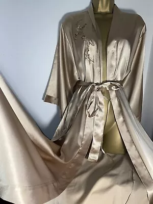 Stunning Marks And Spencer Gold Satin Dressing Gown Size 12/14 • £5