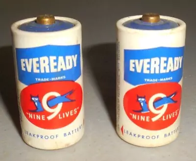 2 Vintage No. 935 C Cell EVEREADY Batteries Nine 9 Lives Cat National Carbon • $5