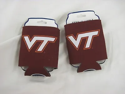 Virgina Tech Hokies Neoprene 2-side Design Garnet White Can Hugger Set Of Two • $19.45