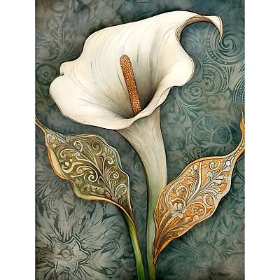 William Morris Style Art Nouveau Calla Lily Flower Canvas Poster Print Wall Art • £13.99