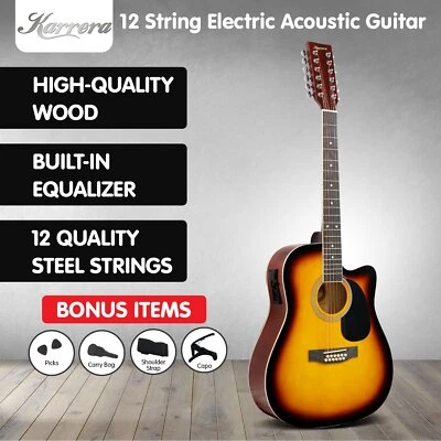 $155 • Buy Karrera Acoustic Guitar 12-String With EQ - Sunburst