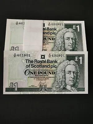 Royal Bank Of Scotland 2001 £1 One Pound Banknote In Mint /unc Condition.  • £2.99