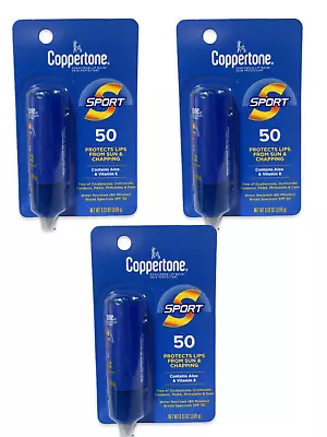 3 Pack Coppertone Lip Balm SPORT Sunscreen SPF 50 Aloe And Vitamin E Exp 06/24 • $9.95