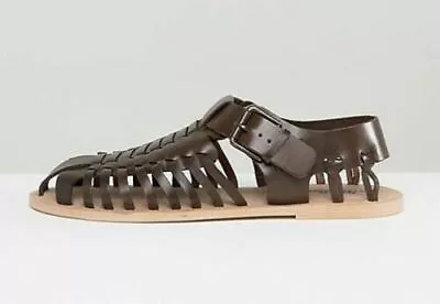 Dead Vintage Men's Woven Leather Gladiator Roman Sandals  | New  | 12 Us - 45  • $66.75