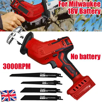 Cordless Reciprocating Saw With 4x Bare Blades For Milwaukee 18V Li-ion Battery • £31.99