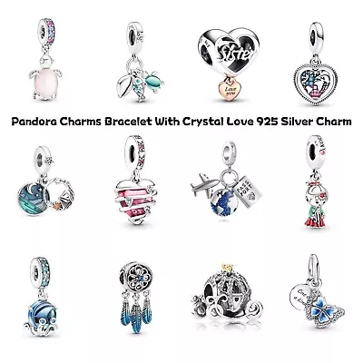 Bracelet Charms With Crystal Love 925 Silver Charm Fits All Bracelets/Women Gift • $11.47