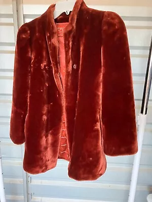 70s Vintage Sasson Borgazia Faux Fur Coat Plush Red Velvet • $0.99