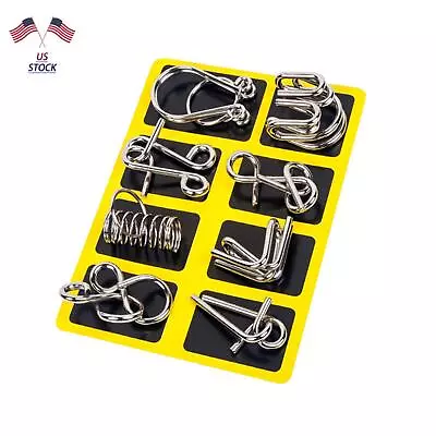 8Pack Metal Wire Puzzle IQ EQ Mind Brain Teaser Montessori Early Educational Toy • $11.99