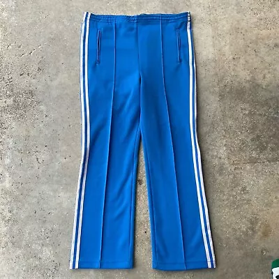 Vtg 70s 80s Adidas ATP Keyrolan Pleated Sweatpants Track Blue LG Pants • $89.95