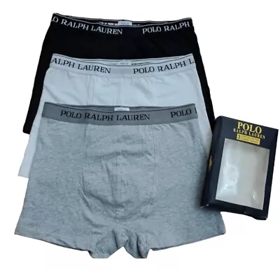 Polo Ralph Lauren Mens Classic Fit Boxers Three In One Box- Black Gray And White • £19.99