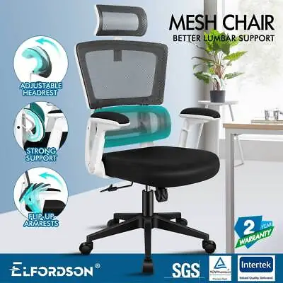 ELFORDSON Mesh Office Chair Executive Fabric Gaming Seat Racing Tilt Computer • £89.99