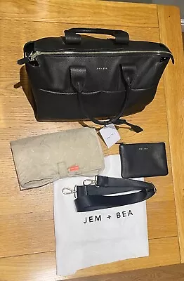 Jem + Bea Leather Jemima Changing Bag Black/Gold RRP £315 • £200