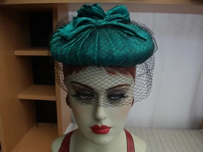 £19.99 • Buy DI LOUIS Vintage 1980's Green Pillbox Hat + Face Net VGC Wedding Races