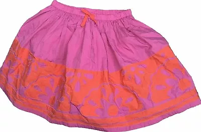 Mini Boden Floral Embroidered Skirt Girls Sz 11-12y Pleated Cotton • $4.50