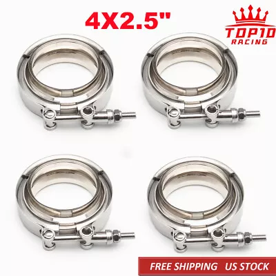 ⭐4 PCS 2.5'' Stainless Steel V-Band Flange Clamp Kit For Turbo Exhaust Downpip⭐ • $33.99