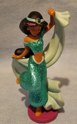 Disney Princess  Jasmine Figure Aladdin Glitter Dress 10cm Toy Cake Topper • £10