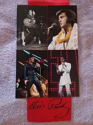 Elvis Presley Signature Red Scarf& Photos 56 Show 68 Comeback&73 Aloha Lot 5 • $40