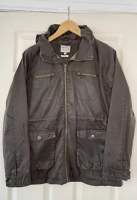 Fat Face Brown Zip Up Hooded Wax Country Jacket Coat UK Size 10 • £18
