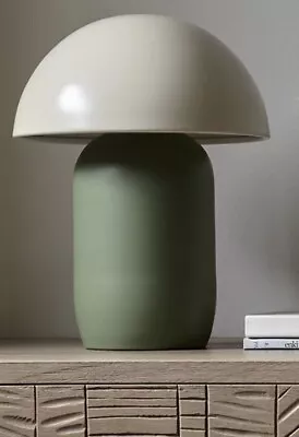 John Lewis Mushroom LED Touch Lamp Dimmable Chargeable Metal Shade-putty/green • £50