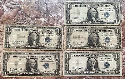 1935 Silver Certificate Blue Seal One Dollar Bill $1 Lot Of 5 Well Circulated • $19.95