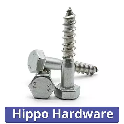 M5 M6 M8 M10 M12 Coach Screws A2 Stainless Steel Hex Head Lag Bolts Wood Screw • £5.89