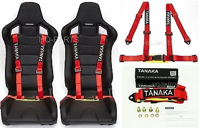 2 X Tanaka Universal Red 4 Point Buckle Racing Seat Belt Harness • $65.99