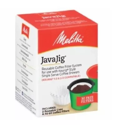 Melitta Coffee JavaJig Reusable Coffee Filter System 2 Reusable Cups 60 Filters • $6.49