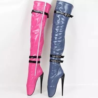 Sexy Crossdressing Over Knee Ballet Boots Sexy 18cm High Heel Fun High Heels Sz • $124.56