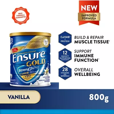 Abbott EnsureGold Complete Nutrition Milk Powder Vanilla Flavored 800g New Look • $73.70