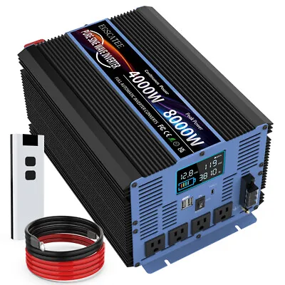4000W 8000 Watts Pure Sine Wave Power Inverter 12V To 110V 120V Converter Remote • $273.98