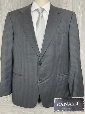 Men's Canali Grey W/ Blue Pinstripes Blazer Sportcoat Suit Jacket 44R (t19) • $39.99