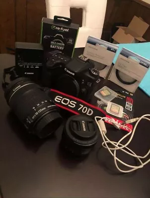 Canon Bundle (70d 50mm Lens EF 16-35mm F/2.8L III USM Lens 18-135mm +More) • $2700