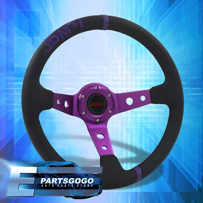 JDM Sport Universal 350mm 6 Bolts Deep Dish Black 3 Purple Stripe Steering Wheel • $40.99