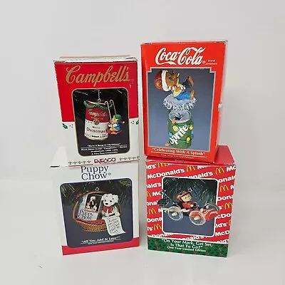 Lot Of 4 Enesco Christmas Ornaments Campbells McDonalds Sprite Puppy Chow • $20