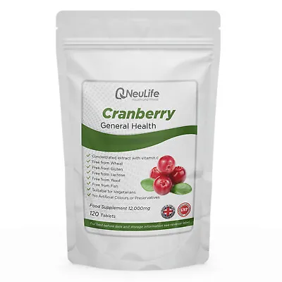 Cranberry Extract 12000mg - 120 Tablets - Urinary Tract UTI Bladder Support • £7.99