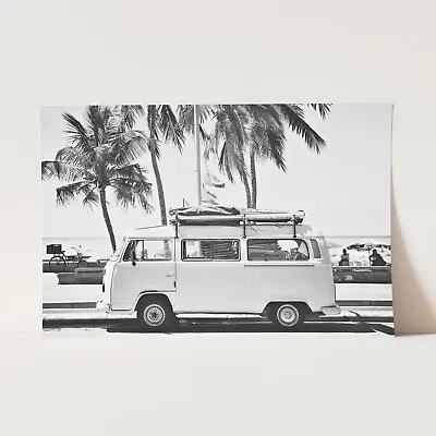 Retro VW Camper Van Volkswagen Vintage Cars Black & White Wall Art Poster Print • $44