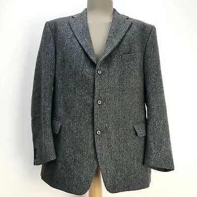 Magee Blue/grey Herringbone Fleck Donegal Tweed Blazer/Jacket Geneva - 44R • £59