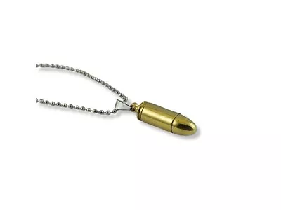 9mm Luger Bullet Pendant Necklace With Stainless Steel Dog Tags Chain • $9.99