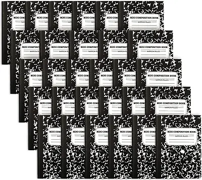 Mini Composition Notebook Cute 30 Pack Black Narrow Ruled Mini Composition Book • $41.05