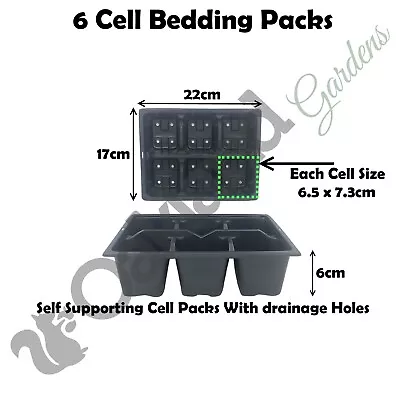 6 Cell Multi Tray Garden Bedding Pack Plug Plant Half Size Seed Sowing Trays • £7.55