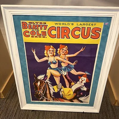 Circus Original Poster Framed Matted  1965 Retro Vintage 34x28 Beatty Cole Bros • $330