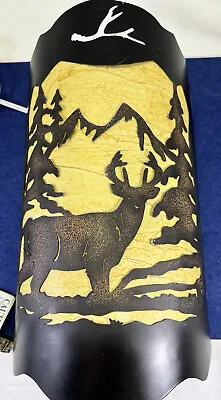 Trees Deer Scene Iron/Parchment Country Cabin Wall Sconce Lighting Works • $145.99