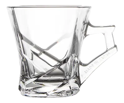 Set Of 6 Crystal Tea Mugs Glass Tea Coffee 150ml Mugs With Handles In Gift Box • £11.99