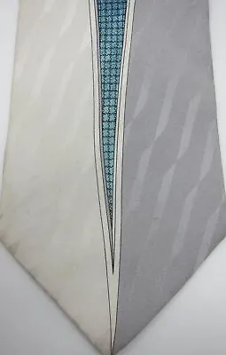 BEAUTIFUL Vitaliano Pancaldi White Gray And Blue Silk Tie Made In Italy • $63.99