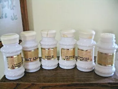 6 Vintage 1970's White Spice Jars W/ Labels • $4.75