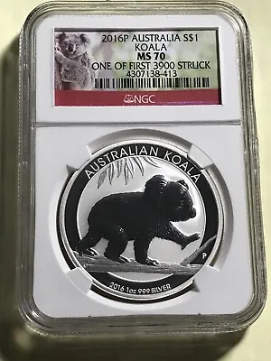 $80 • Buy 2016P Australia Silver $1 Koala High Relief NGC MS 70 One Of 3900 STRK