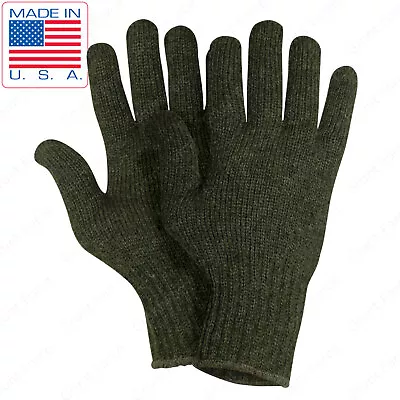 Olive Drab Wool Blend Glove Liner US Made - Winter Weather Blank Military Gloves • $8.99