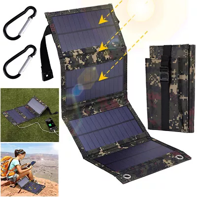 Portable USB Solar Panel Folding Power Bank Outdoor Camping Hiking Phone Charger • $16.99